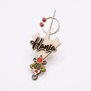 Magnet Frigo Fibule Berbère Personnalisé en Bois – Aimant Kabyle avec Prénom